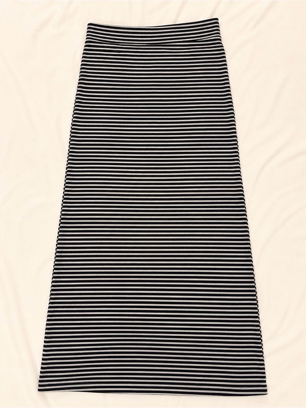 Faded Glory Black and White Striped Maxi Skirt